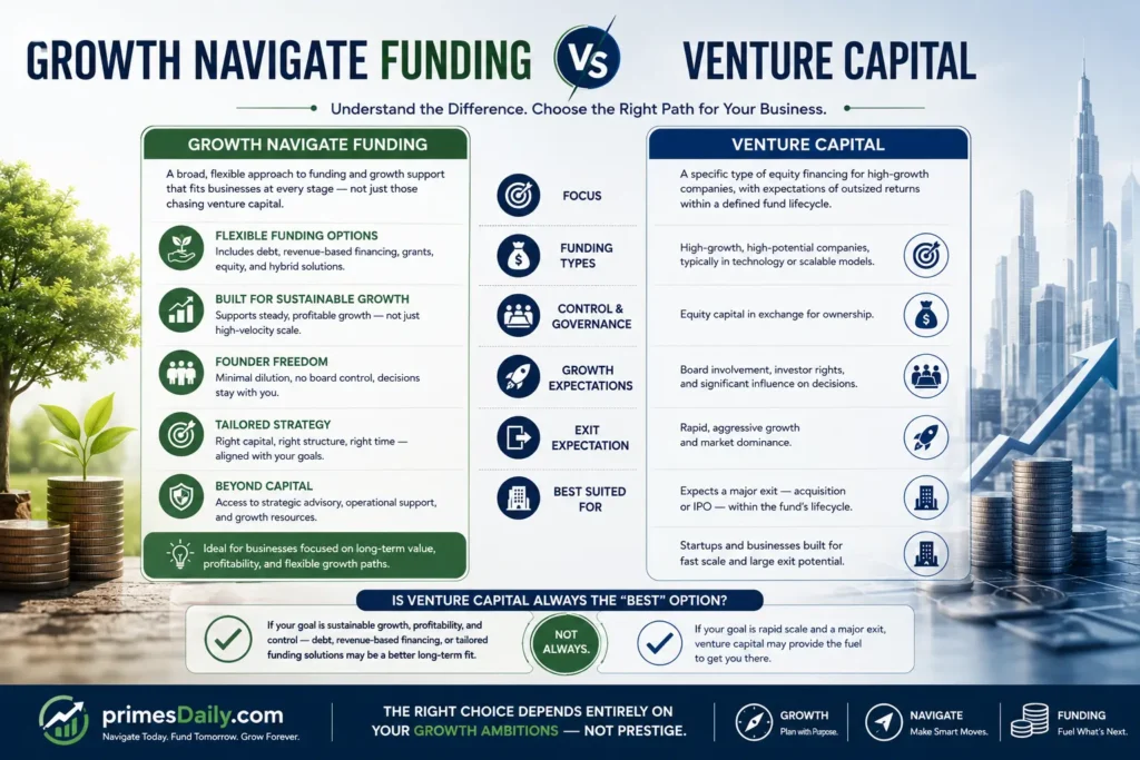 Growth Navigate Funding vs Venture Capital
