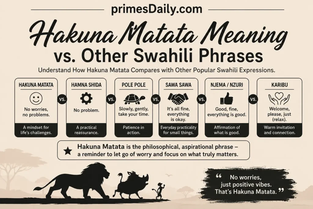 Hakuna Matata Meaning vs. Other Swahili Phrases