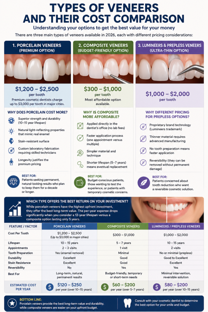 Types of Veneers and Their Cost Comparison