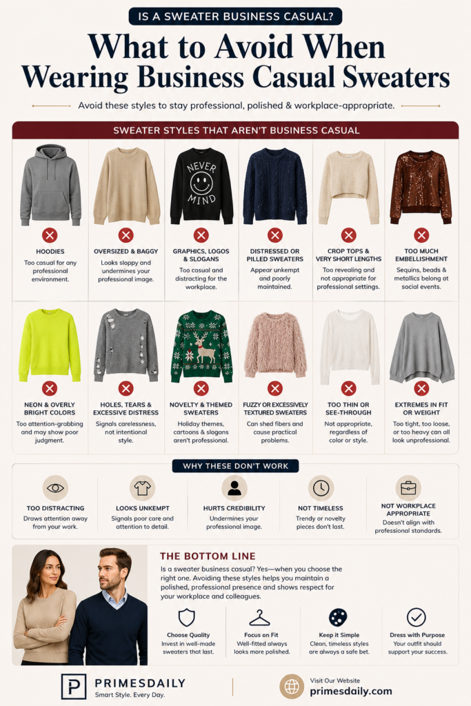 What to Avoid When Wearing Business Casual Sweaters